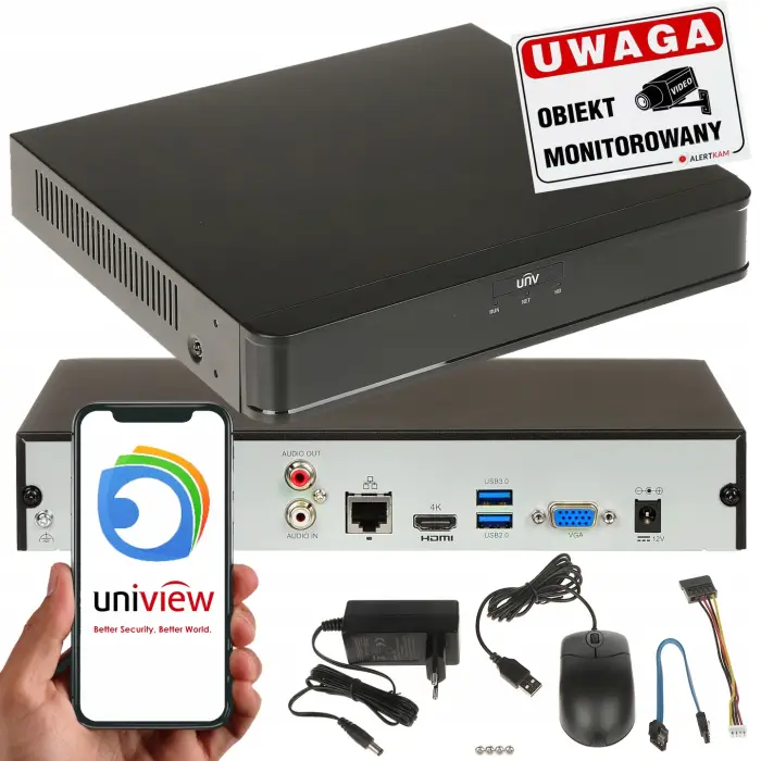 REJESTRATOR DO MONITORINGU IP UNIVIEW NVR301-04E2 NA 4 KAMERY ANALIZA IVS