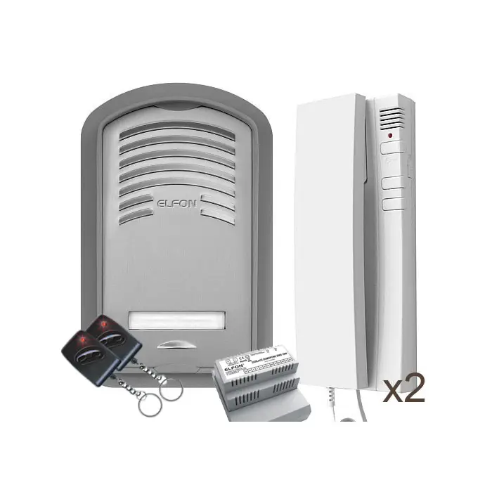 Zestaw domofonowy z zasilaczem, 2 unifonami A-U1/3 i kluczem radiowym - Elfon Zi1 AU1/3-RL