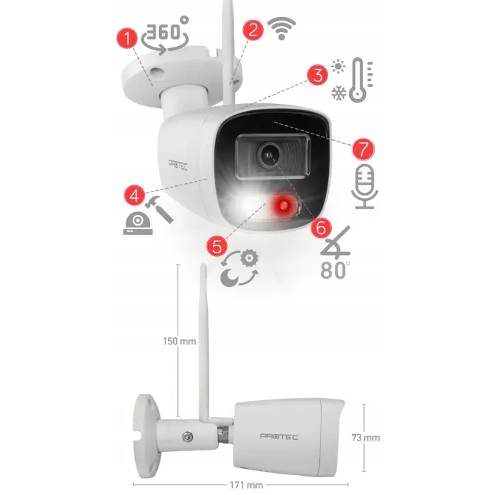 KOMPLETNY MONITORING 4 KAMERY 5Mpx WiFi światło białe IR audio DYSK 1TB