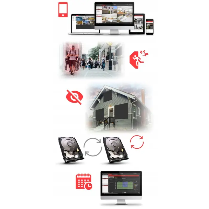 KOMPLETNY MONITORING 4 KAMERY 5Mpx WiFi światło białe IR audio DYSK 1TB