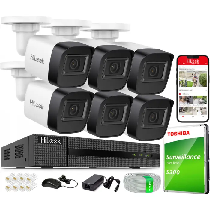 Zestaw do Monitoringu IP 4Mpx, 6 Kamer IPC-B141H-C, PoE, IR20m, IP67 - HiLook by Hikvision