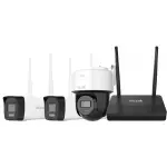 WIFIKIT-B4-4CH + WIFICAM-PT4 - Zestaw do monitoringu WiFi EasyLink, 2x Kamera tubowa 4Mpx + 1x Kamera obrotowa 4Mpx, Rejestrator NVS - HiLook by Hikvi