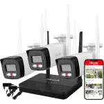 WIFIKIT-B4-4CH + WIFICAM-B4 - Zestaw do monitoringu WiFi EasyLink, 3x Kamera 4Mpx, Rejestrator NVS - HiLook by Hikvision