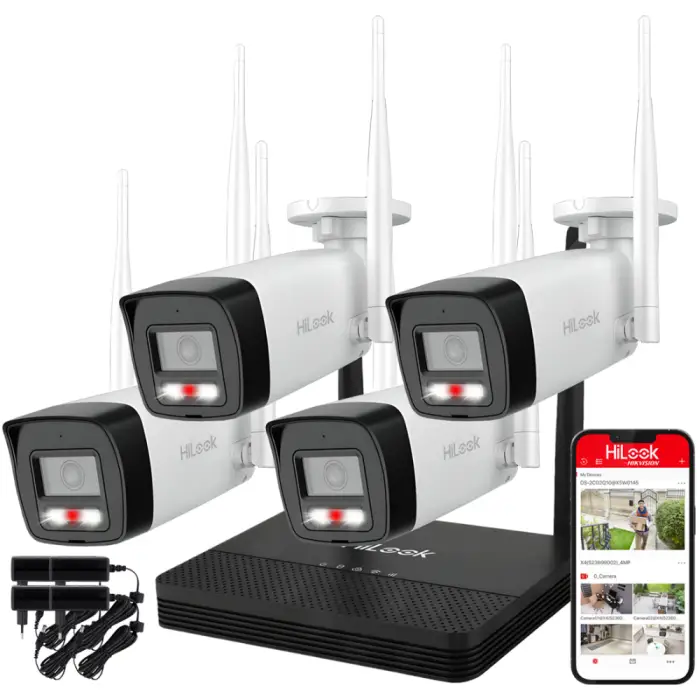 WIFIKIT-B4-4CH + 2x WiFICAM-B4 - Zestaw do monitoringu WiFi EasyLink, 4x Kamera 4Mpx, Rejestrator NVS - HiLook by Hikvision