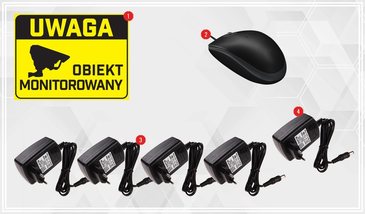 ZESTAW MONITORINGU WiFi 4 KAMERY FULL HD PREMIUM BEZPRZEWODOWE KOMPLET Szerokość produktu 18 cm