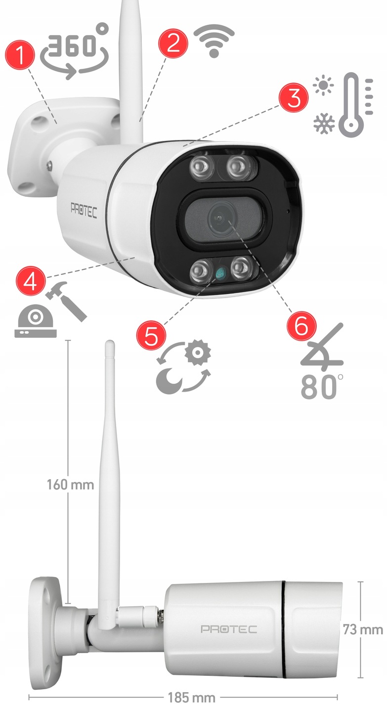 ZESTAW MONITORINGU WiFi 4 KAMERY FULL HD PREMIUM BEZPRZEWODOWE KOMPLET Technologia IP