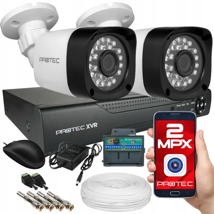 ZESTAW 2 KAMERY FULLHD MONITORING ZEWNĘTRZNY PODGLĄD NA APLIKACJI