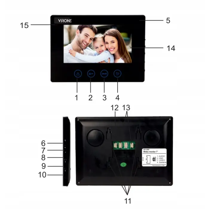 WIDEO DOMOFON VIRONE VDP-51 PLUTON VIDEODOMOFON WIDEODOMOFON DASZEK LCD 7