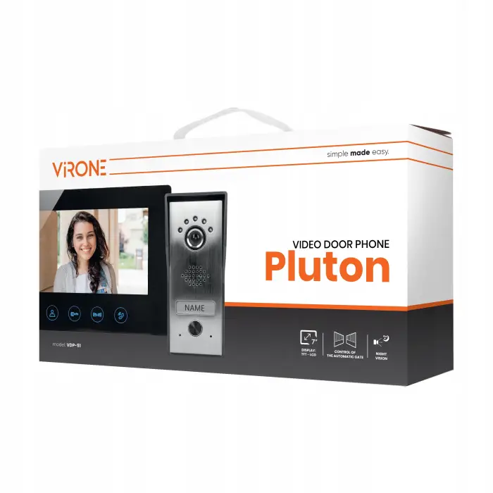 WIDEO DOMOFON VIRONE VDP-51 PLUTON VIDEODOMOFON WIDEODOMOFON DASZEK LCD 7