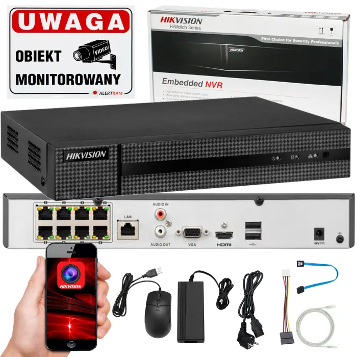 Rejestrator IP 8-kanałowy HWN-4108MH-8P, 8x PoE, do 8Mpx- Hikvision Hiwatch