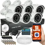 Kompletny zestaw do monitoringu 6 kamer 5Mpx, IR 30m, dysk