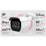 Zestaw do monitoringu cyfrowego IP - 2 kamery 8 Mpx 4K, IR 40m, dysk 1TB
