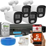 Zestaw do monitoringu IP 4 kamery 5Mpx, IR 30m, PoE