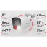 Zestaw monitoring cyfrowy IP - 2 kamery tubowe 8 Mpx 4K IR+LED z mikrofonem, dysk 1TB