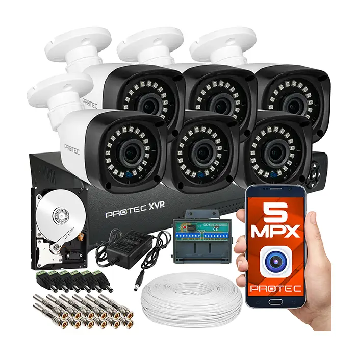 Zestaw do monitoringu 6 kamer 5Mpx, IR 20m, dysk 1TB