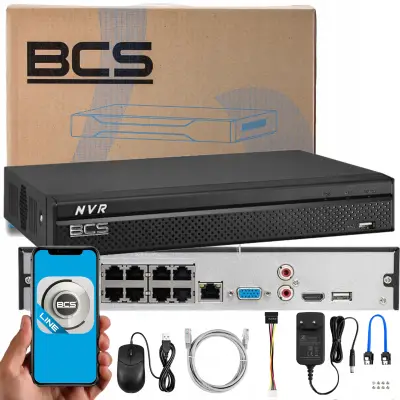Rejestrator IP BCS-L-NVR0801-4KE-8P 8 kanałowy BCS