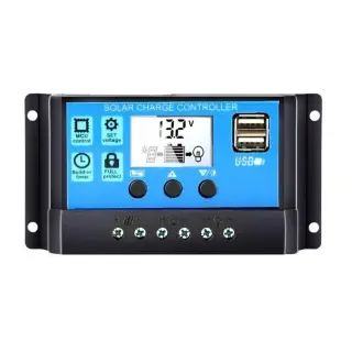 SOLARNY REGULATOR ŁADOWANIA PWM 10A 12/24V LCD USB