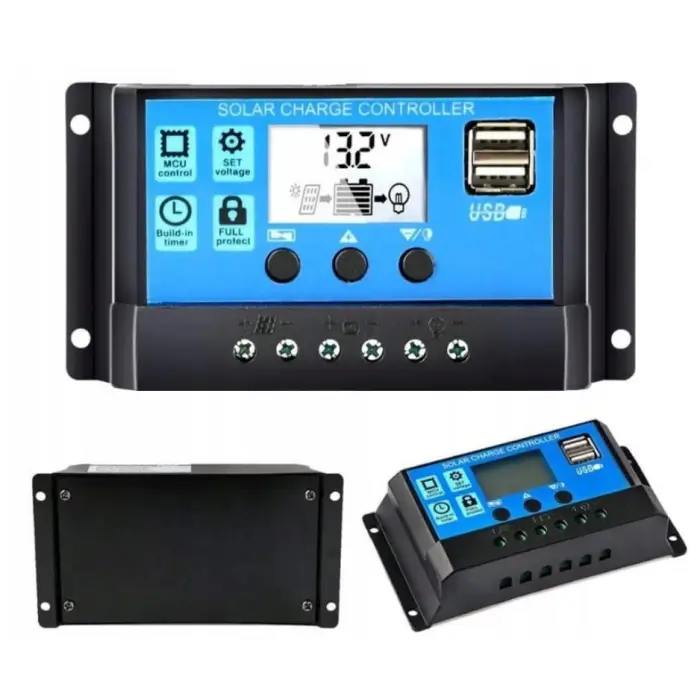 SOLARNY REGULATOR ŁADOWANIA PWM 10A 12/24V LCD USB