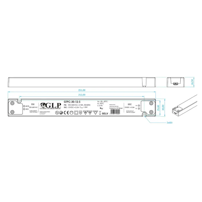 ZASILACZ IMPULSOWY 12V/2.5A-GTPCS