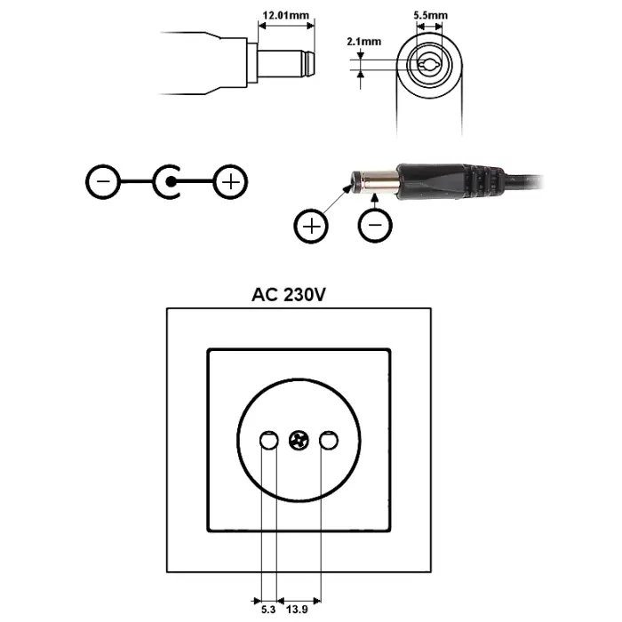 ZASILACZ 12V/5A/5.5*P100