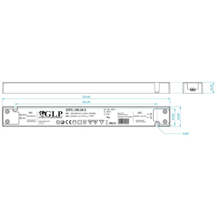 ZASILACZ IMPULSOWY 12V/8.34A-GTPCS