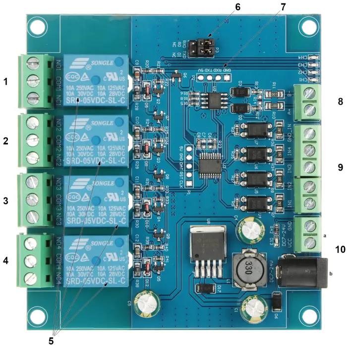 MODUŁ PRZEKAŹNIKOWY 4R-D7 Modbus RTU