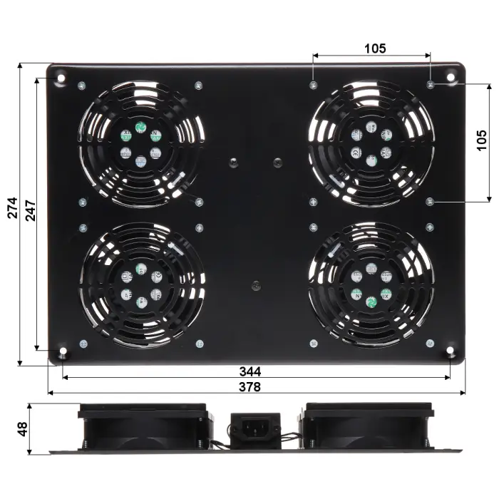 PANEL WENTYLATORÓW A19-4W DO SZAFY RACK