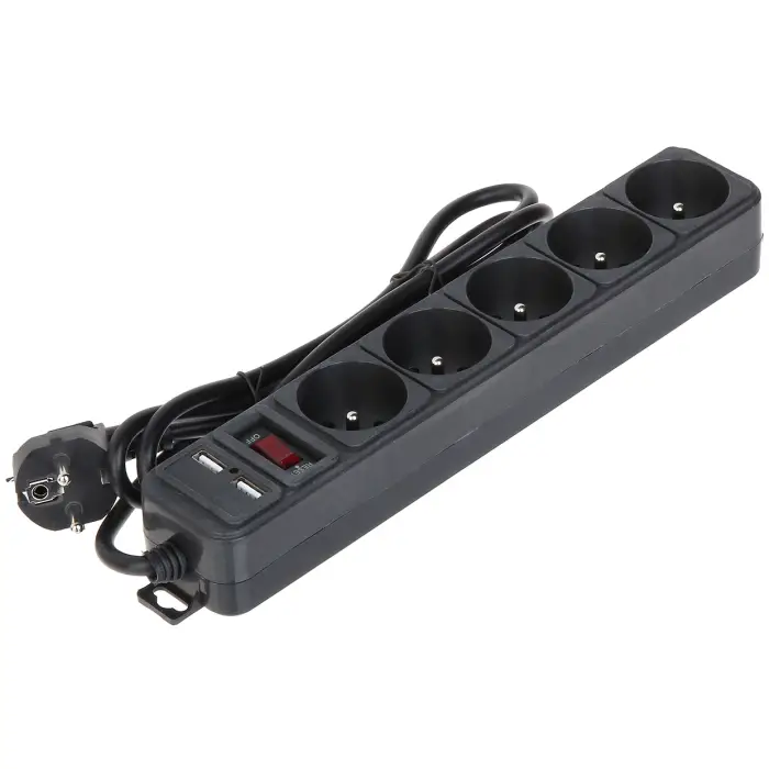 LISTWA ZASILAJĄCA AK-SP-05U (5 GNIAZD + 2 USB) AKYGA