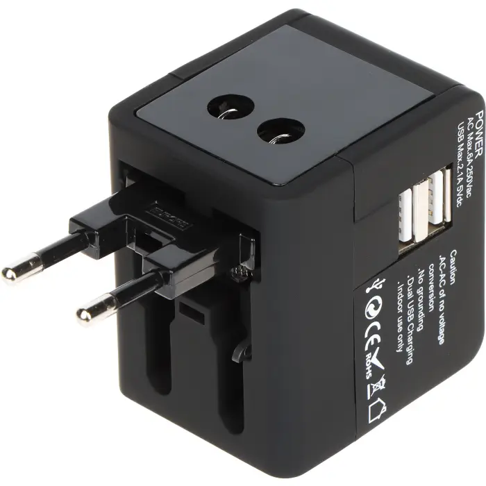 UNIWERSALNA PRZEJŚCIÓWKA SIECIOWA Z ZASILACZEM USB ASP-100/230V+USB