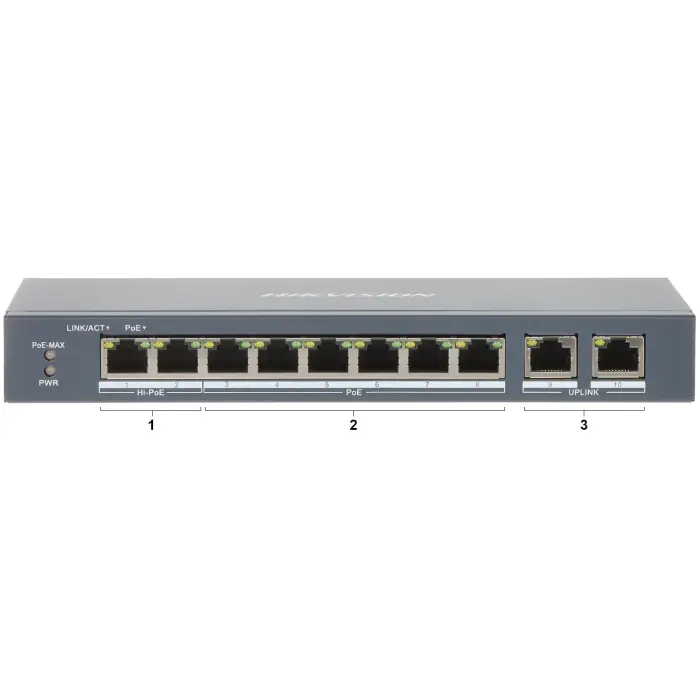 SWITCH POE DS-3E1310HP-EI 8-PORTOWY Hikvision