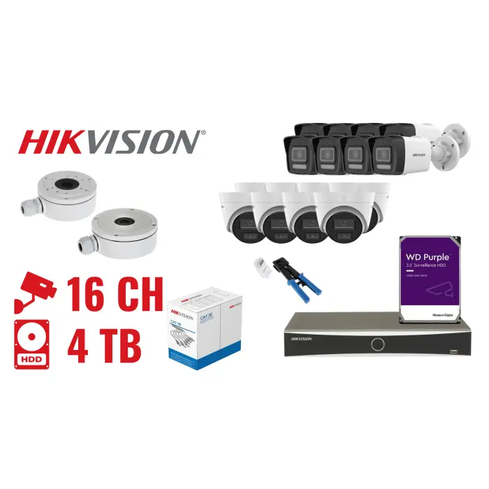 ZESTAW DO MONITORINGU HIK-NVR16-16IPCBT 16 KAMER + REJESTRATOR Hikvision