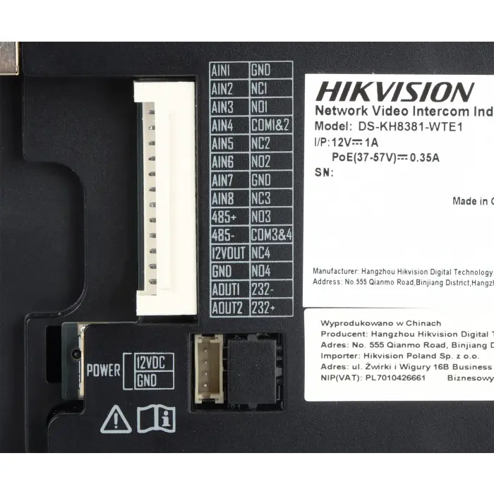 PANEL WEWNĘTRZNY Wi-Fi / IP DS-KH8381-WTE1 Hikvision