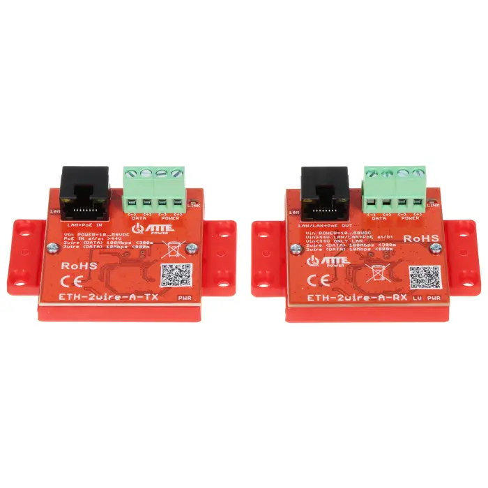 ZESTAW KONWERTERÓW UTP / 2-WIRE DO TRANSMISJI LAN+POE ETH-2WIRE-A-SET KOMPLET 2 SZT ATTE