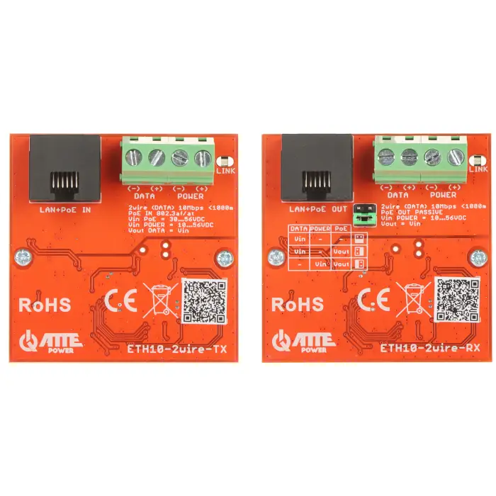 ZESTAW KONWERTERÓW UTP / 2-WIRE DO TRANSMISJI LAN+POE ETH10-2WIRE-SET KOMPLET 2 SZT ATTE