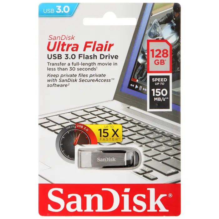 PENDRIVE FD-128/ULTRAFLAIR-SANDISK 128 GB USB 3.0 SANDISK