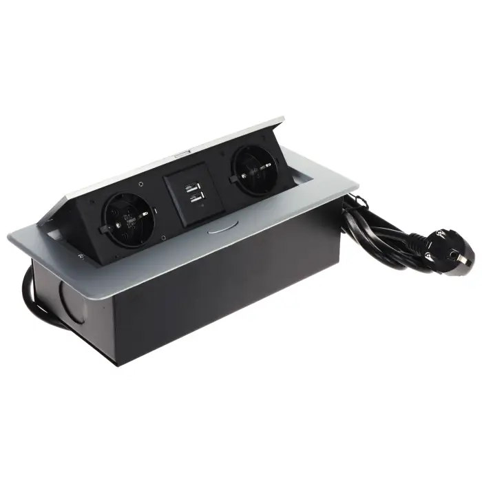 LISTWA ZASILAJĄCA MEBLOWA FPS-2S2U/CABLE (2 GNIAZDA + 2 USB)