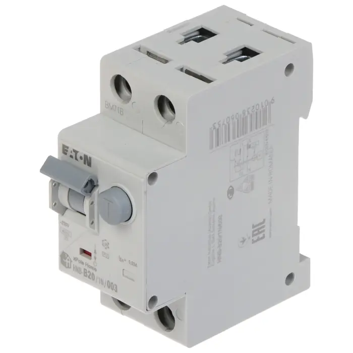 WYŁĄCZNIK RÓŻNICOWO-NADPRĄDOWY HNB-B20/1N/003 JEDNOFAZOWY, TYP AC 30 mA 20 A EATON