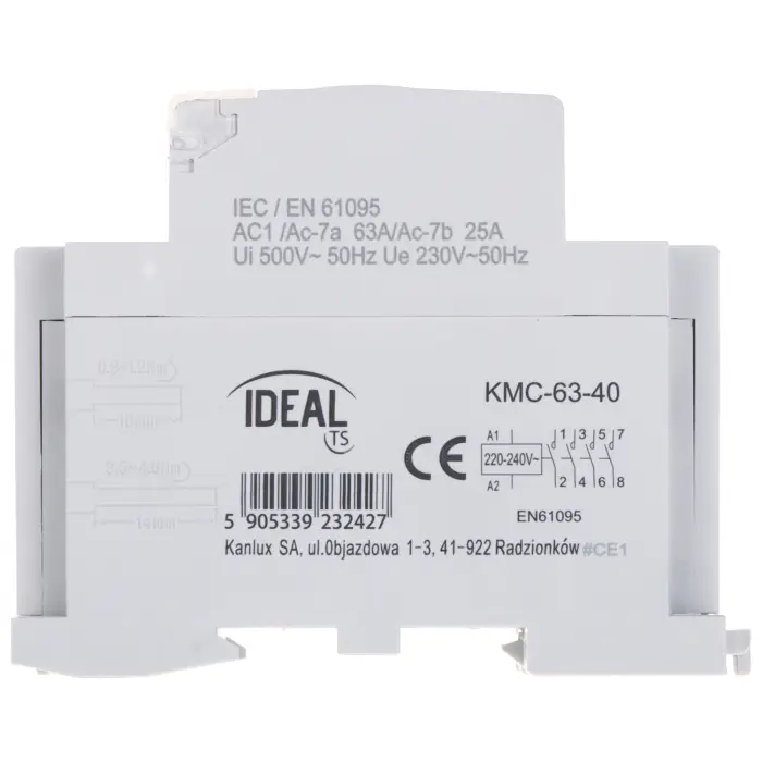 STYCZNIK MODUŁOWY KMC-63-40 63 A 400 V AC IDEAL