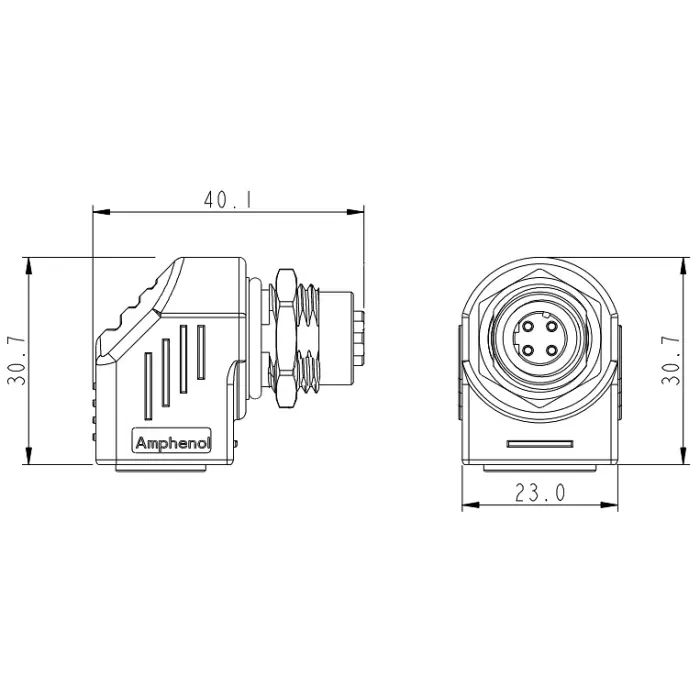 PRZEJŚCIE KĄTOWE M12D-G/RJ45-G