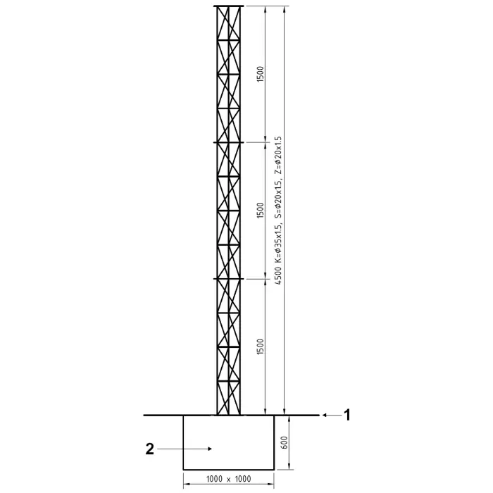 MASZT KRATOWY ALUMINIOWY MK-4.5/CT