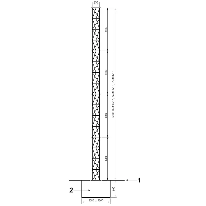 MASZT KRATOWY ALUMINIOWY MK-6.0/CT