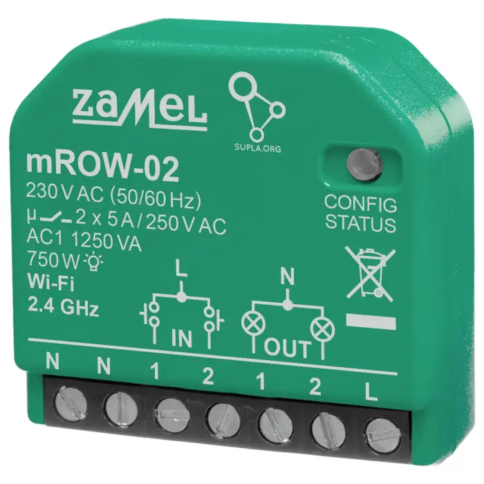 INTELIGENTNY PRZEŁĄCZNIK M/ROW-02 Wi-Fi SUPLA 230 V AC ZAMEL