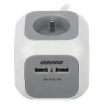 LISTWA ZASILAJĄCA OR-AE-13144 (4 GNIAZDA + 2 USB) ORNO