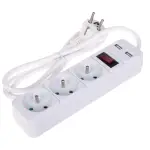 LISTWA ZASILAJĄCA PR-1.5M-3G-SW/USB/W (3 GNIAZDA + 2 USB) 1.3 m