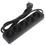 LISTWA ZASILAJĄCA PR-1.5M-5G/B (5 GNIAZD) 1.3 m