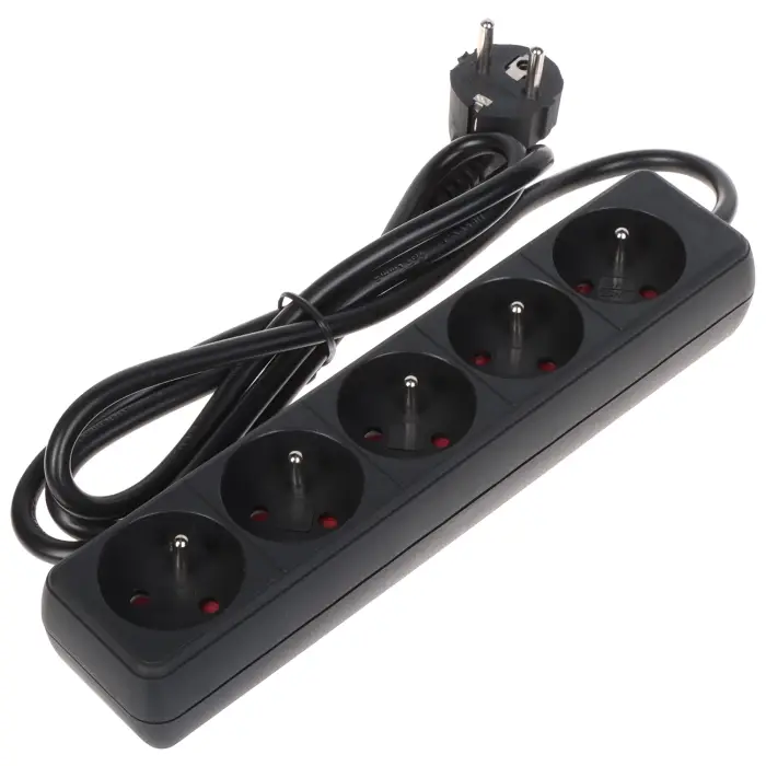 LISTWA ZASILAJĄCA PR-1.5M-5G/B (5 GNIAZD) 1.3 m