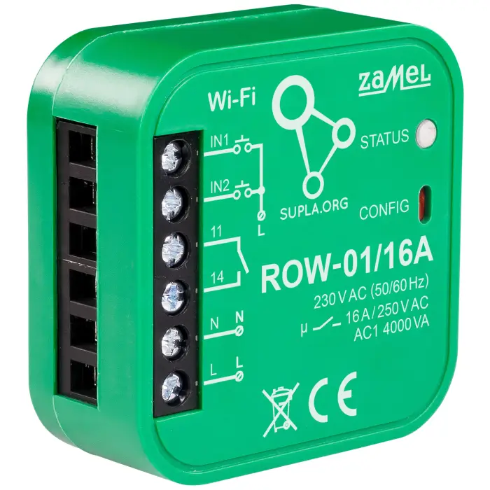INTELIGENTNY PRZEŁĄCZNIK ROW-01/16A Wi-Fi 230 V AC ZAMEL