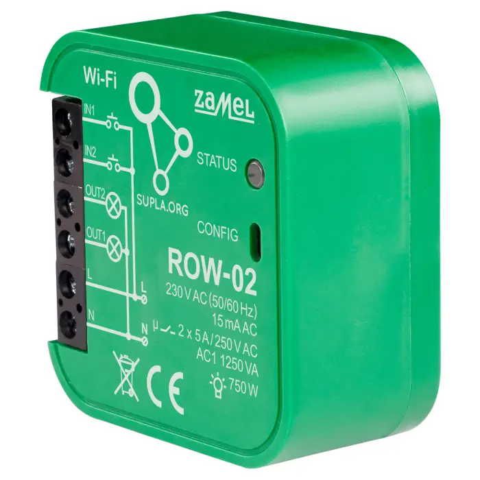 INTELIGENTNY PRZEŁĄCZNIK ROW-02 Wi-Fi SUPLA 230 V AC ZAMEL