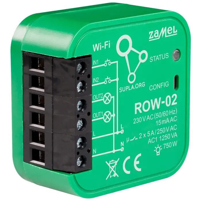 INTELIGENTNY PRZEŁĄCZNIK ROW-02 Wi-Fi SUPLA 230 V AC ZAMEL