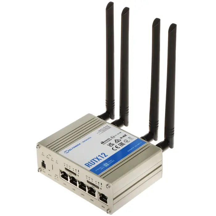 PUNKT DOSTĘPOWY DUAL 4G LTE +ROUTER RUTX12 Dual SIM Bluetooth BLE, Wi-Fi 5, 2.4 GHz, 5 GHz, 867 Mb/s Teltonika